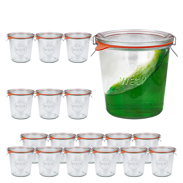 Set van 18 Weck bokalen van 580 ml met 18 glazen deksels, 1 Set van 18 Weck bokalen van 580 ml met 18 glazen deksels, 1