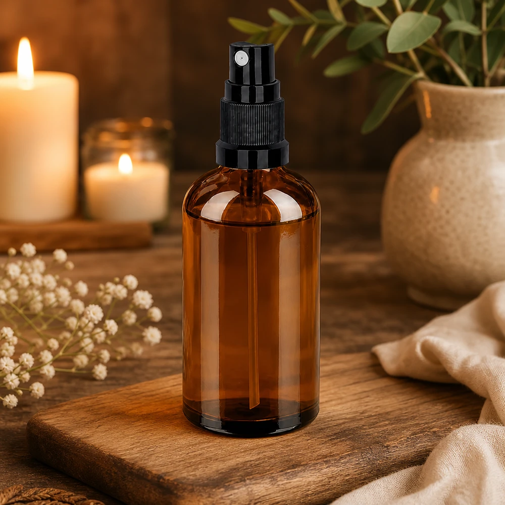 100ml Spuitfles zwart STD BrownLine UT18/100 Compacte bruine spuitfles van 100 ml voor op reis en mobiel gebruik van sprays en nevels