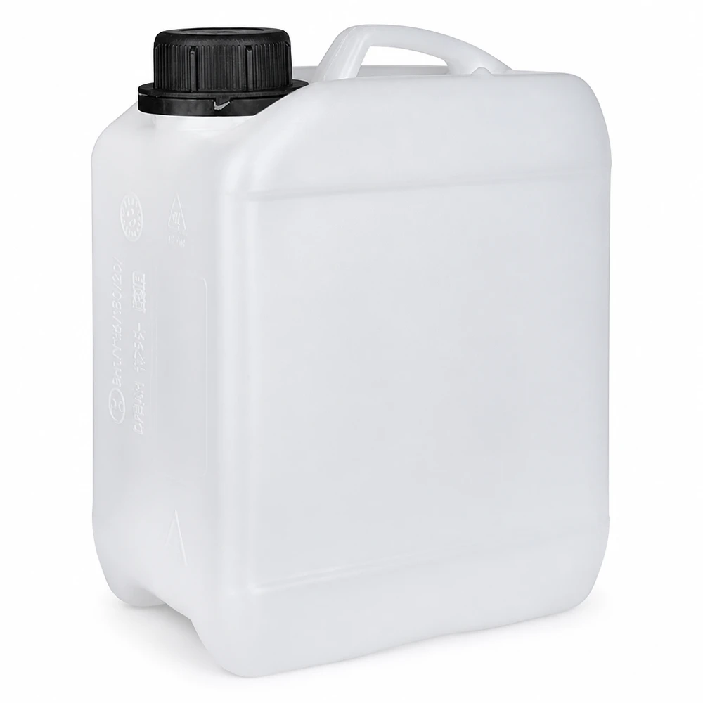 2.5l jerrycan met schroefsluiting wit Kleine vloeistofkan van 2,5 liter, van kunststof, met zwarte dop