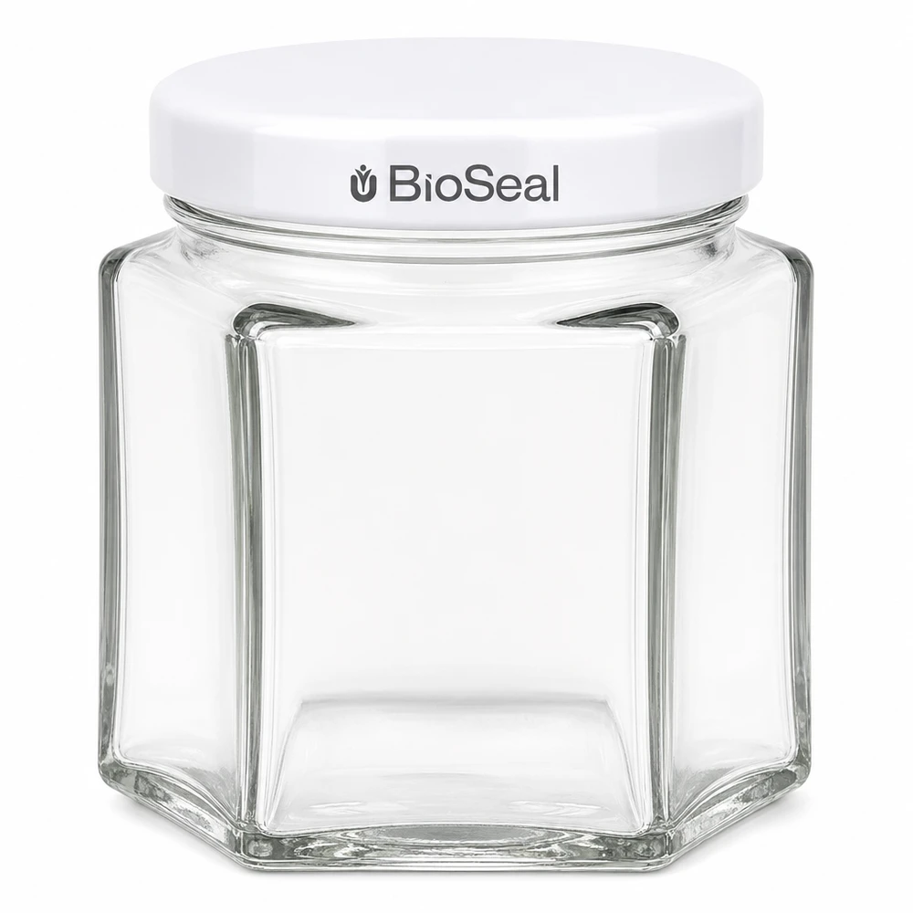 47ml hexaglas met BioSeal deksel wit UNiTWIST