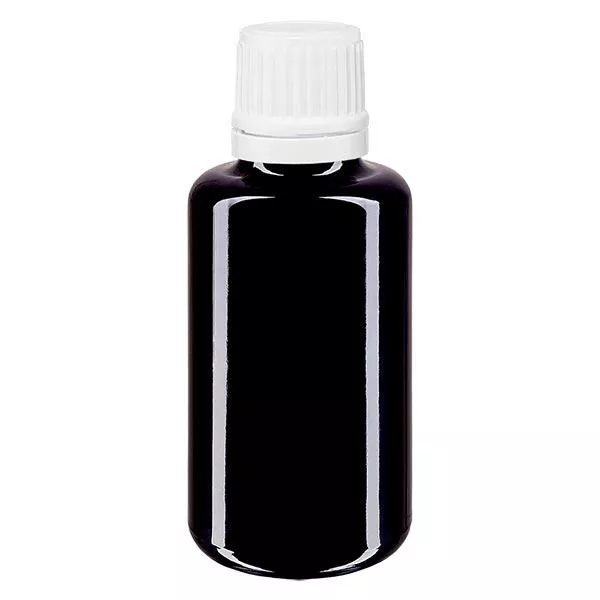 Apothekersfles viol. 30ml druppelv. 1.2mm wit OV Apothekersfles viol. 30ml druppelv. 1.2mm wit OV