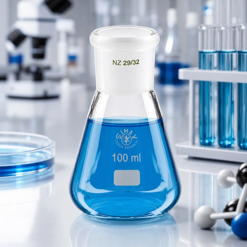 Erlenmeyer 100 ml wijde hals borosilicaat met slijpstuk 29/32
