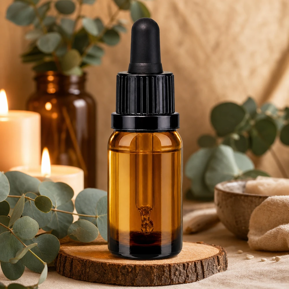 Compacte pipetfles van 10 ml in een elegante bruine kleur met praktisch druppelsysteem voor nauwkeurig portioneren