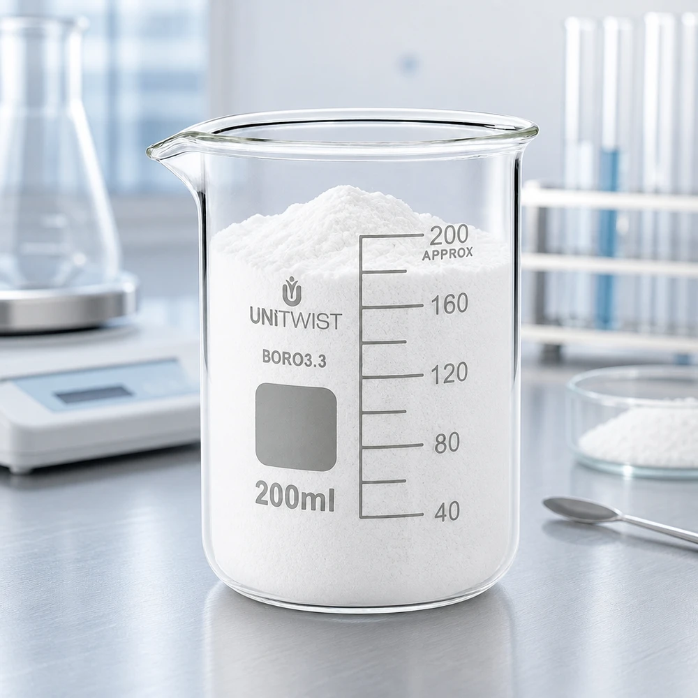 Beker 200ml borosilicaat, schimmelarm UNiTWIST Laag glasbeker van 200 ml voor vaste stoffen en poeder, vervaardigd uit chemisch bestendig glas