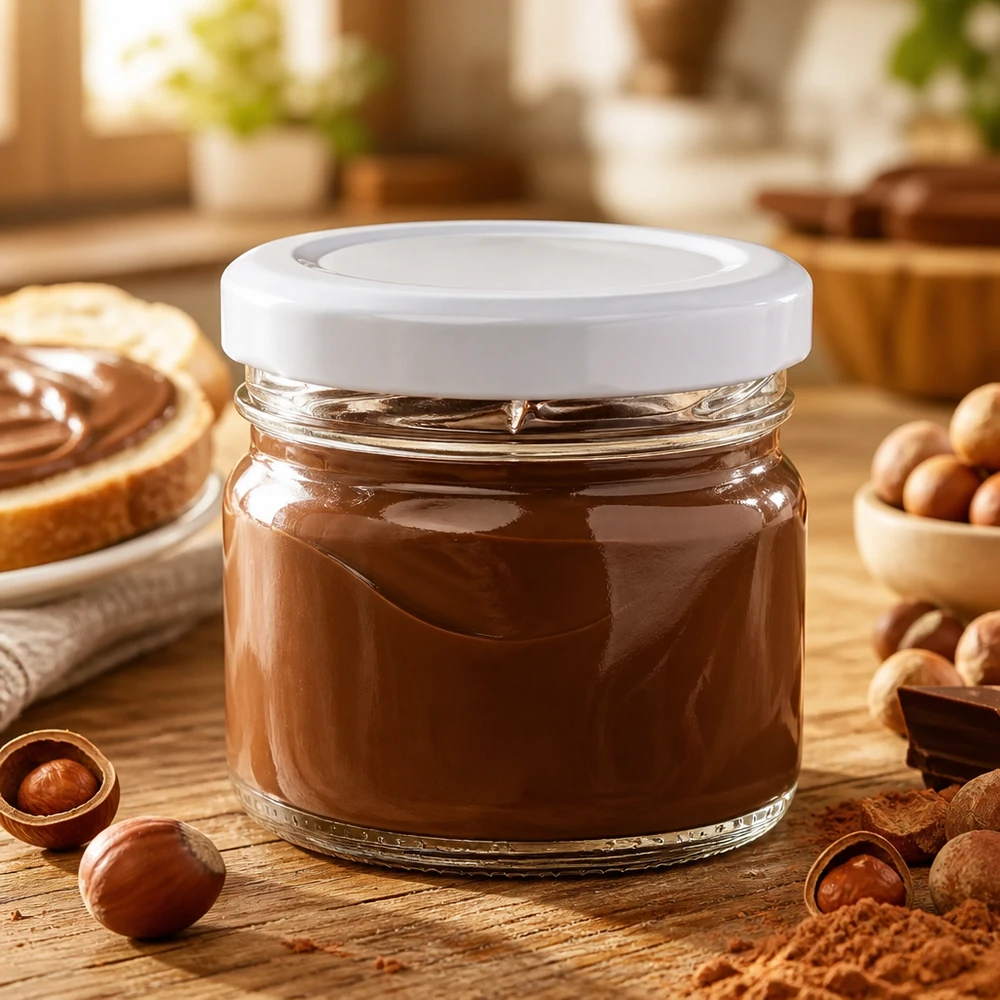 UNiTWIST portieglas 33 ml met wit BasicSeal-deksel, ideaal voor nougat en cacaocrèmes