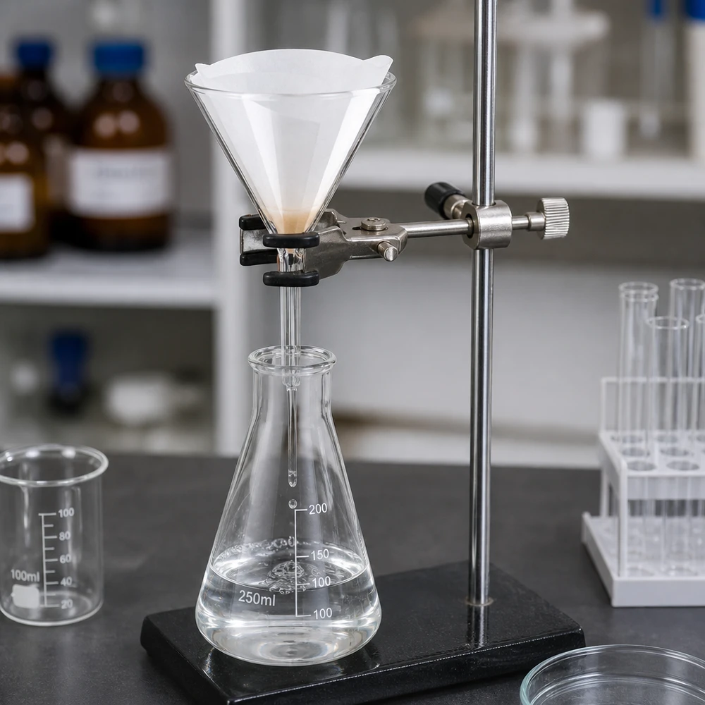 Hittebestendige trechter van borosilicaat met een diameter van 85 mm en een hoek van 60 graden voor laboratoriumwerk