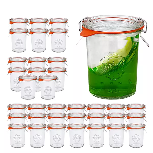 Set van 36 Weck 160 ml bekers met 36 glazen deksels Set van 36 Weck 160 ml bekers met 36 glazen deksels