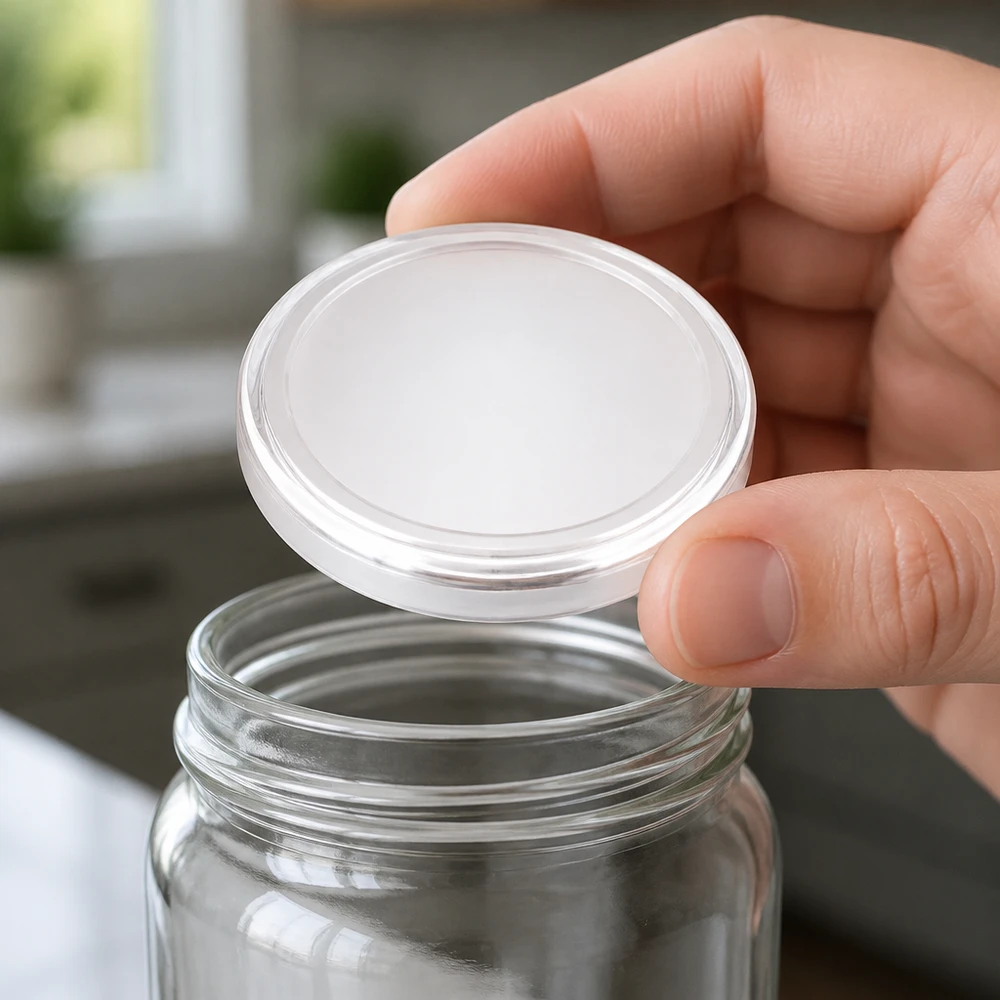 Ronde witte schroefdop met een diameter van 70 mm voor inmaak- en voorraadpotten