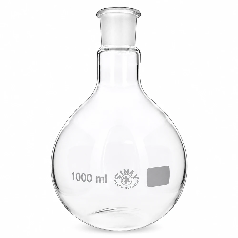 Glazen kolf 1000ml rond met geslepen hals 29/32 voor analytische chemie