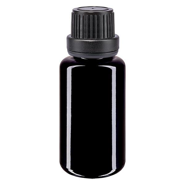 Apothekersfles viol. 20ml schroefdop zwart dicht OV Apothekersfles viol. 20ml schroefdop zwart dicht OV