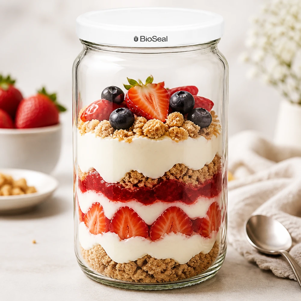 UNiTWIST Runda795 dessertglas met gelaagde yoghurt en bessenparfait - veelzijdig voor zoete creaties en desserts