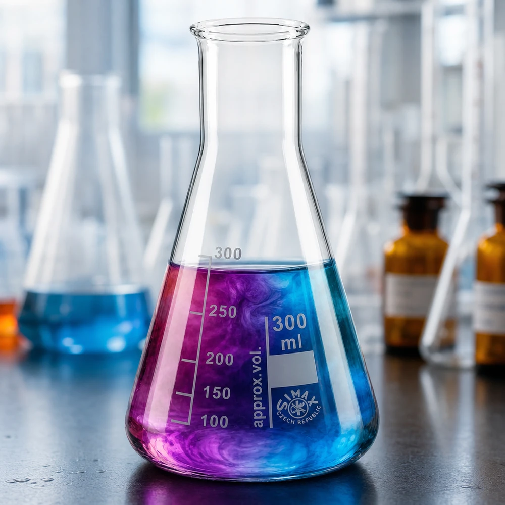 Erlenmeyer 300ml nauwe hals borosilicaat met afgeronde rand