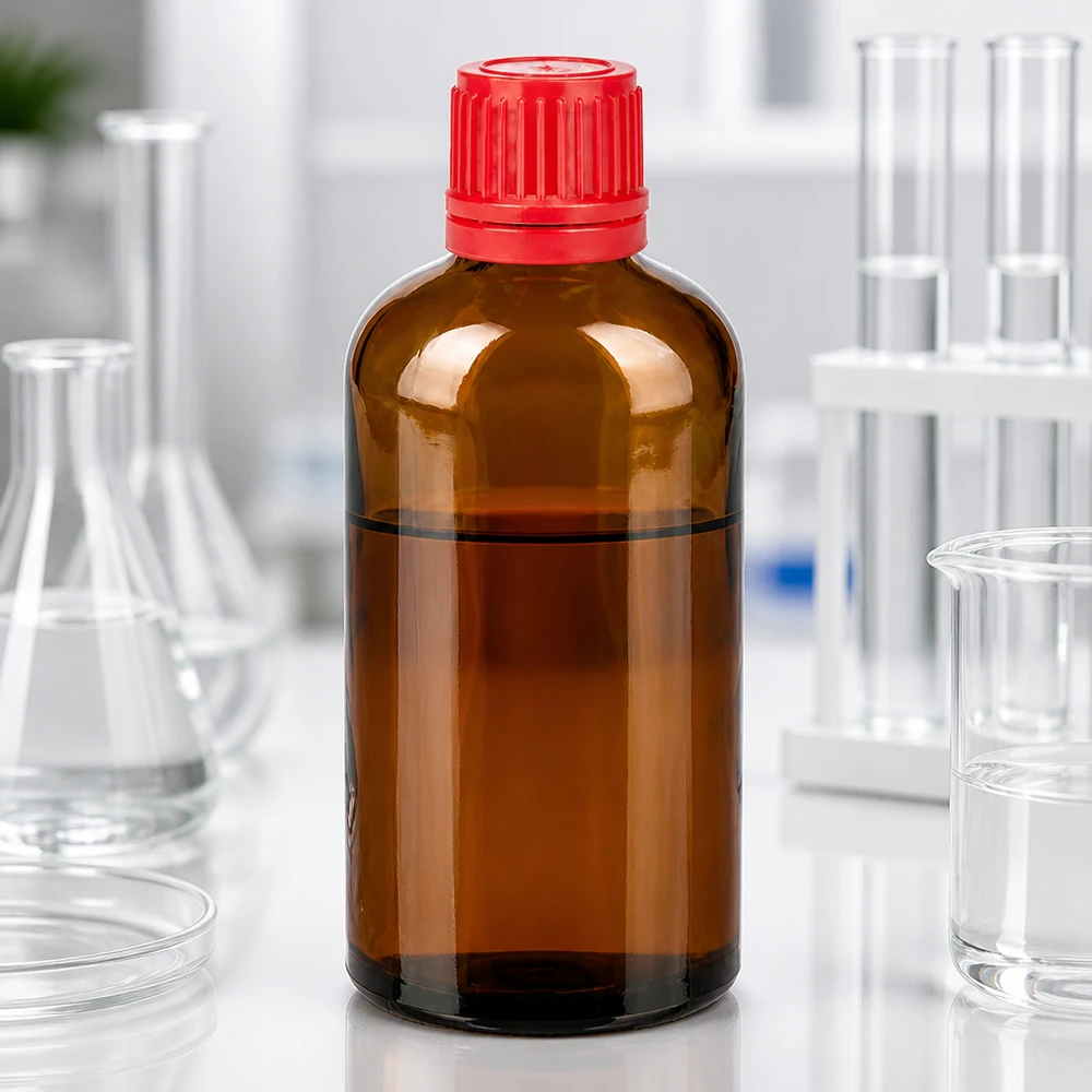 Nauwkeurige 100 ml amberkleurige glazen doseerfles met smalle 11 mm hals voor druppelsgewijs doseren