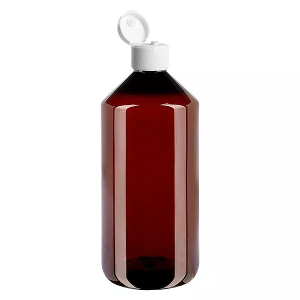 PET fles 1000ml met witte flip-top dop.