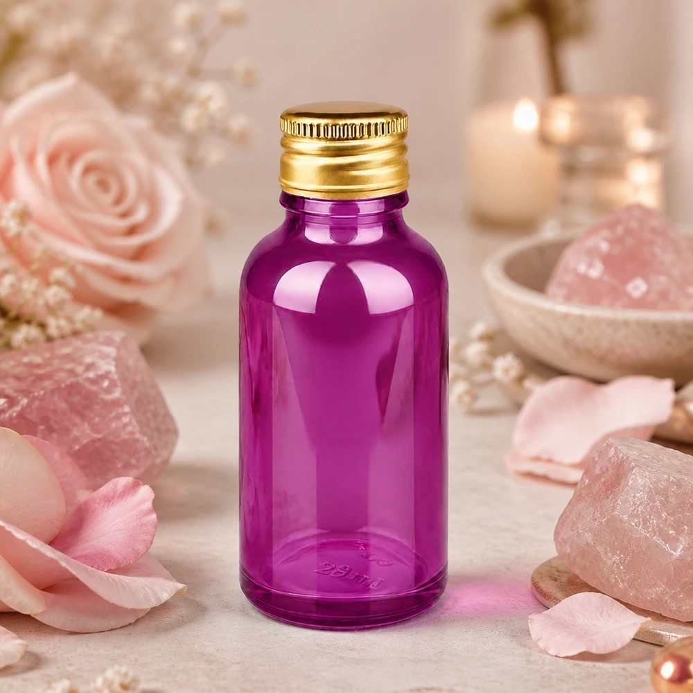 30ml flacon 11mm schroefdop aluminium gouden standaard PurpleLine. UT18/30 Professionele 30ml violette glazen fles met luchtdichte dop voor optimaal behoud van het product