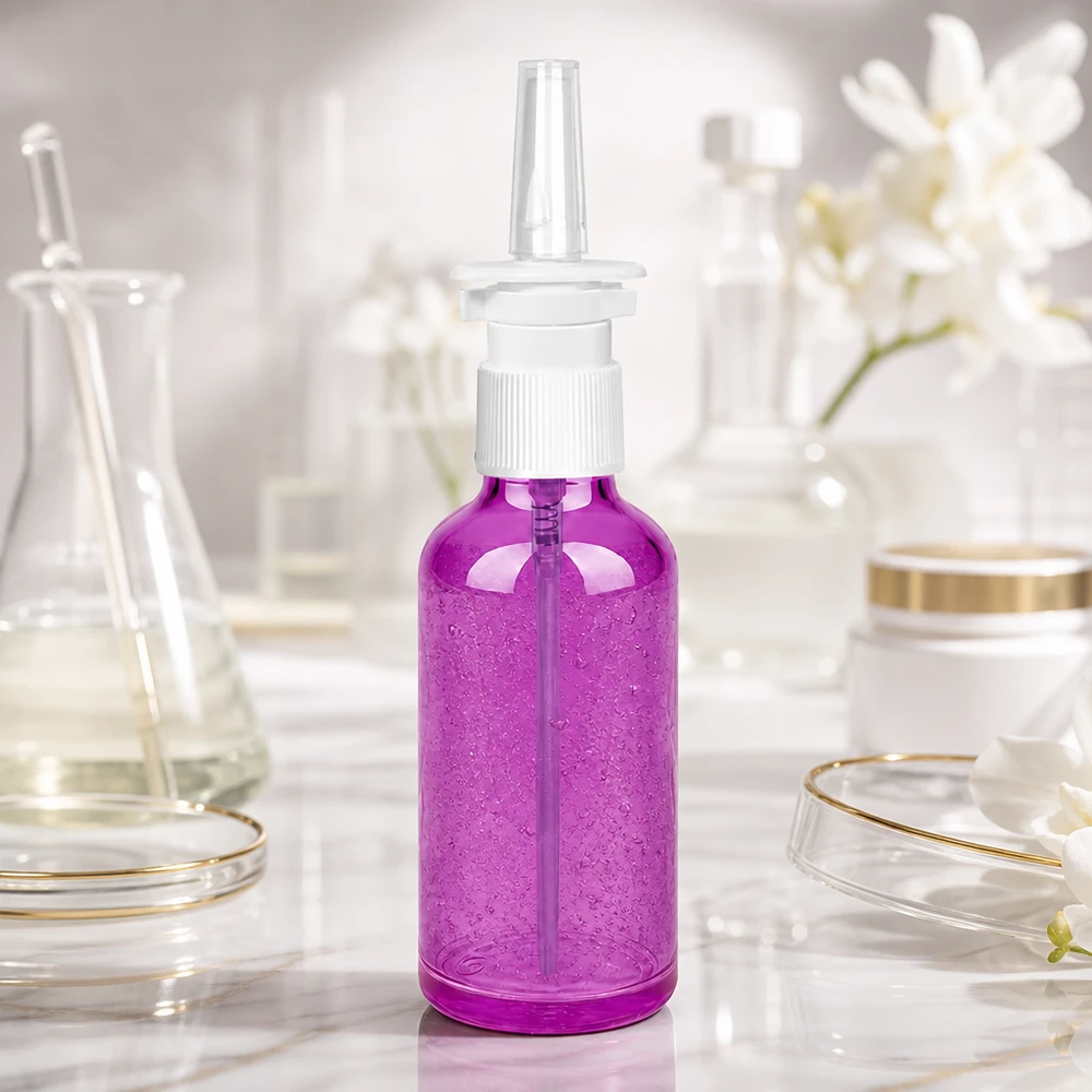 50ml neusspraycontainer in elegant paars ontwerp met nauwkeurig verstuivingsmechanisme