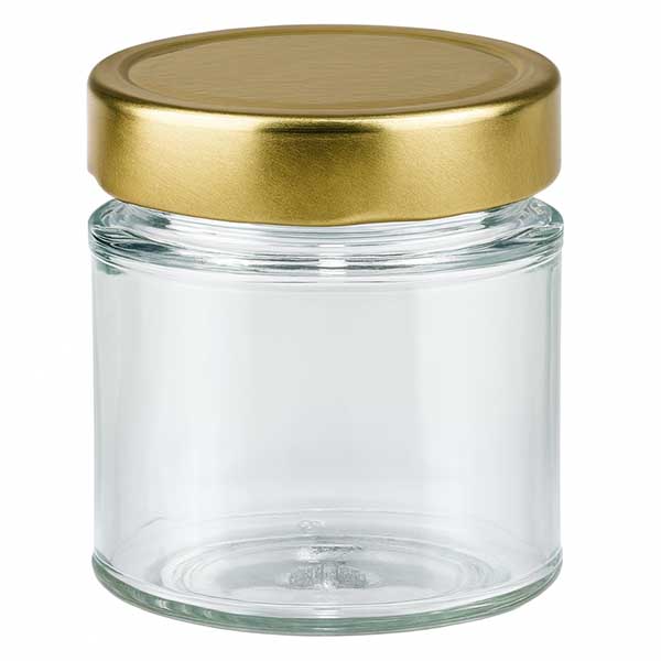 154ml ronde pot met gouden BasicSeal deksel transparante lege jampot honing inmaakpot