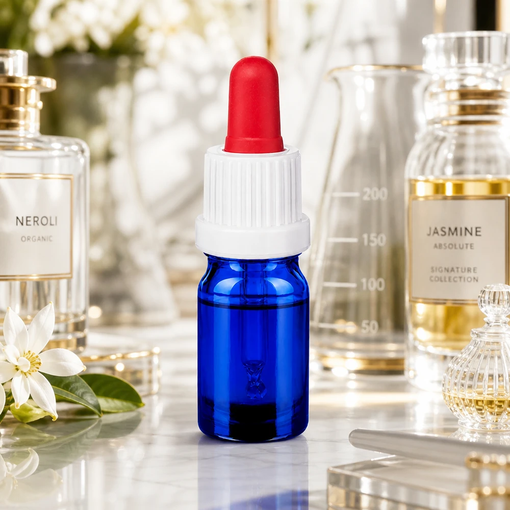 5ml pipetfles wit/rood OV BlueLine UT18/5 Handig klein glazen flesje 5ml met rode pipetpunt voor exacte dosering van actieve ingrediënten
