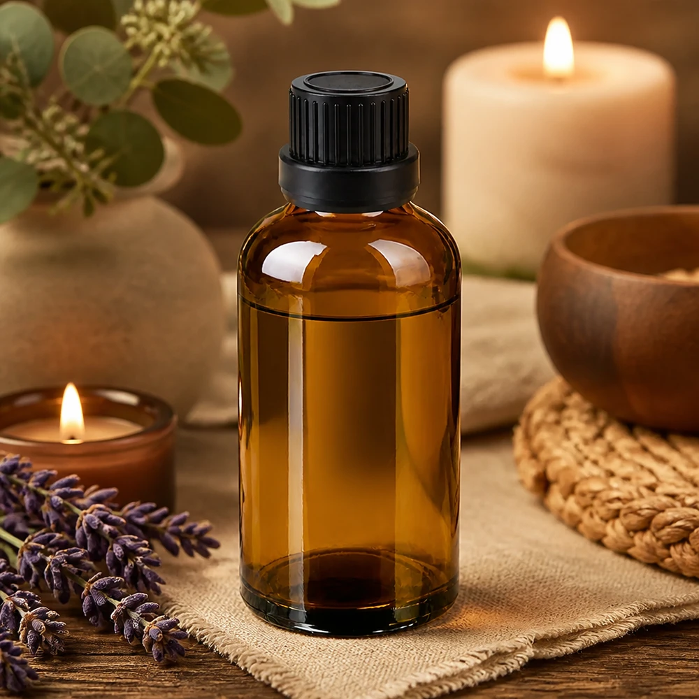 Stijlvolle bruine druppelfles 50ml voor het professioneel bewaren van essences