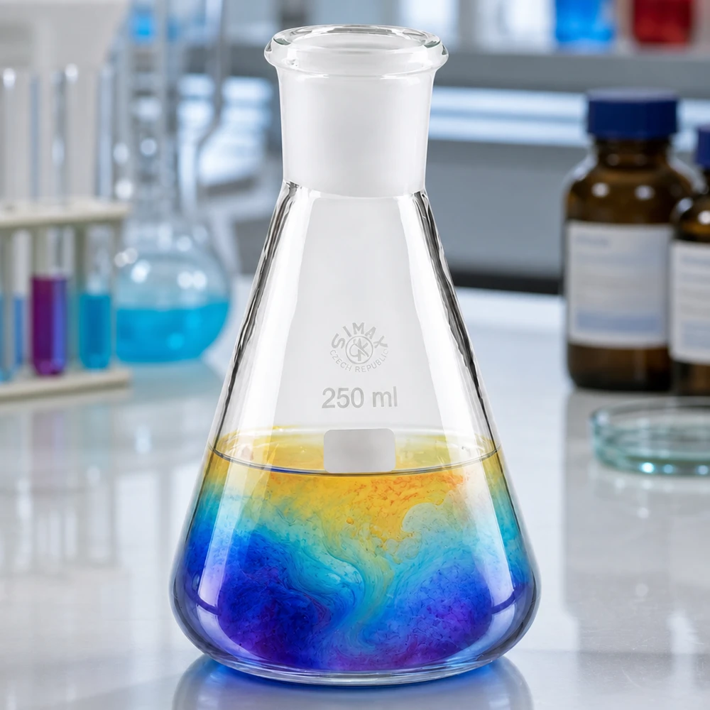 Erlenmeyer 250ml nauwe hals borosilicaat met slijpstuk 29/32 Erlenmeyer 250ml nauwe hals borosilicaat met slijpstuk 29/32