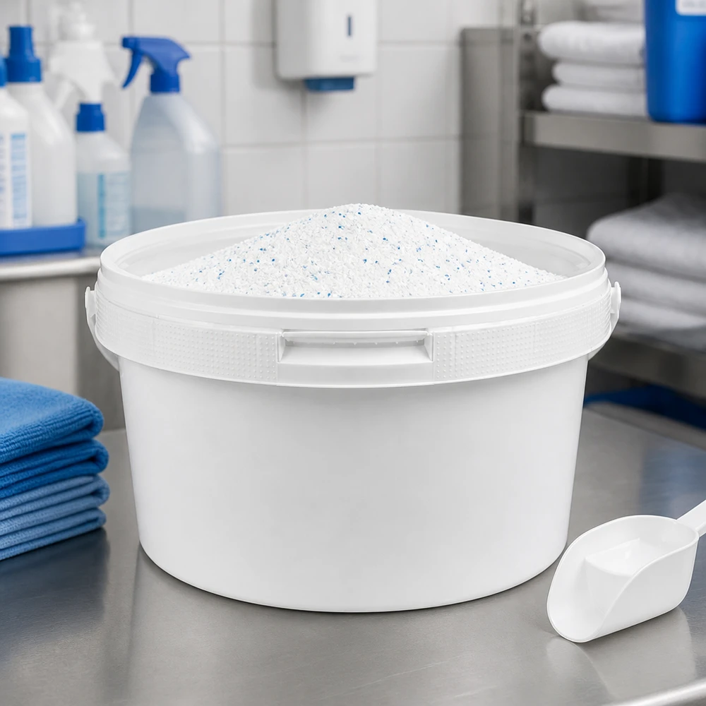 3,5 liter emmer van wit PP plastic met deksel Universele emmer van 3,5 liter, wit polypropyleen, met kliksluiting, voor het bewaren van wasmiddel
