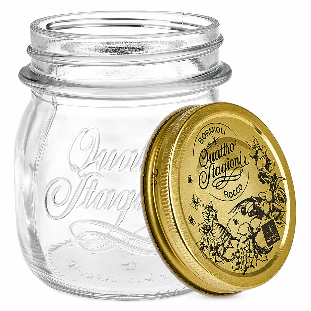 250ml ronde pot Quattro Stagioni met gouden deksel inmaakpot voorraadpot Italiaans design