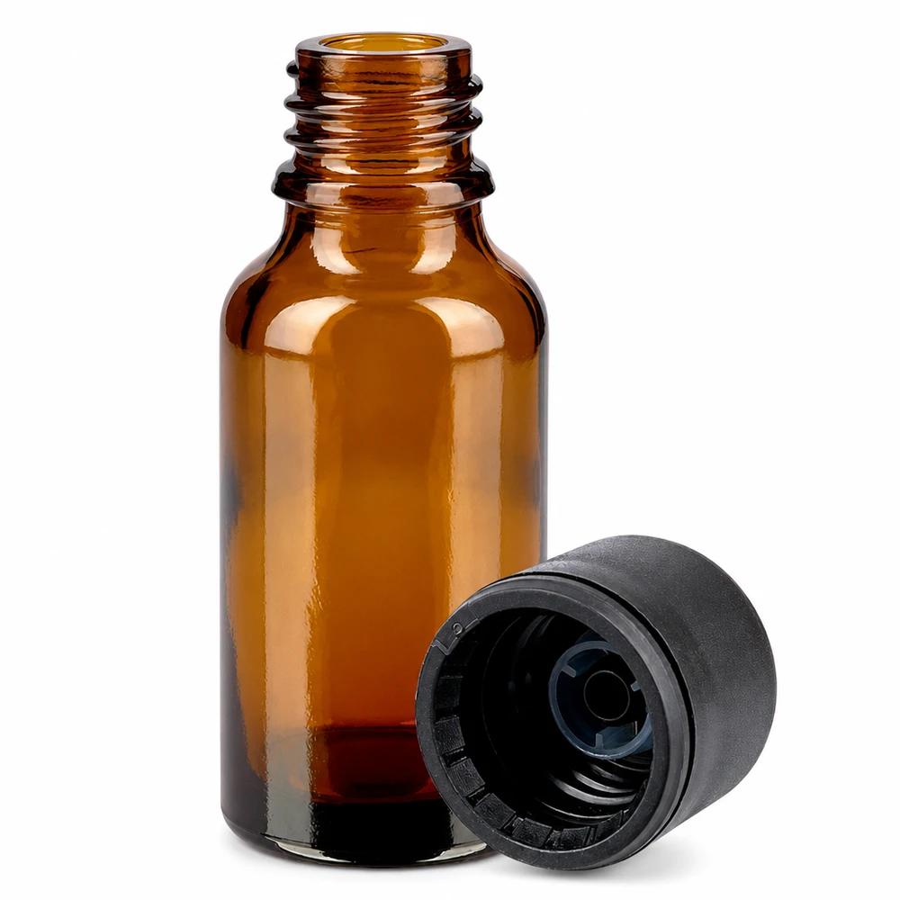 Veelzijdig 20ml amberkleurig glazen flesje met schroefdraad voor doe-het-zelf cosmetica en natuurlijke remedies