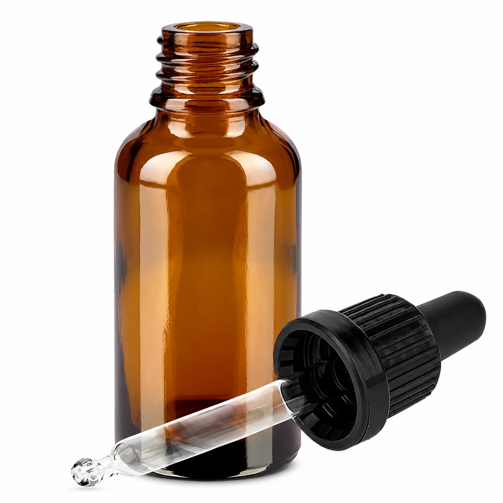 30ml pipetfles zwart OV BrownLine UT18/30 30 ml amberkleurige glazen fles met geïntegreerde glazen pipet voor farmaceutische bereidingen