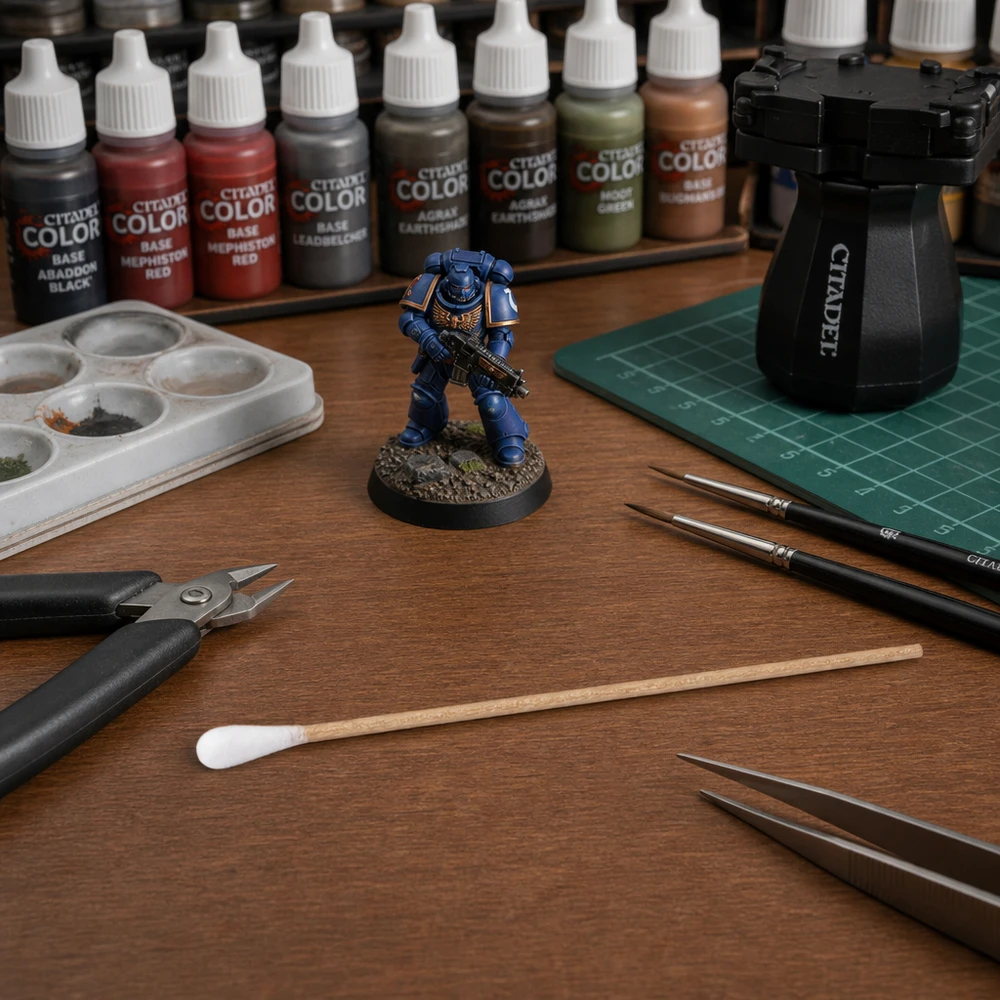 Niet-steriele wattenstaafjes voor het corrigeren van kleurfouten bij het schilderen van miniaturen als hobby