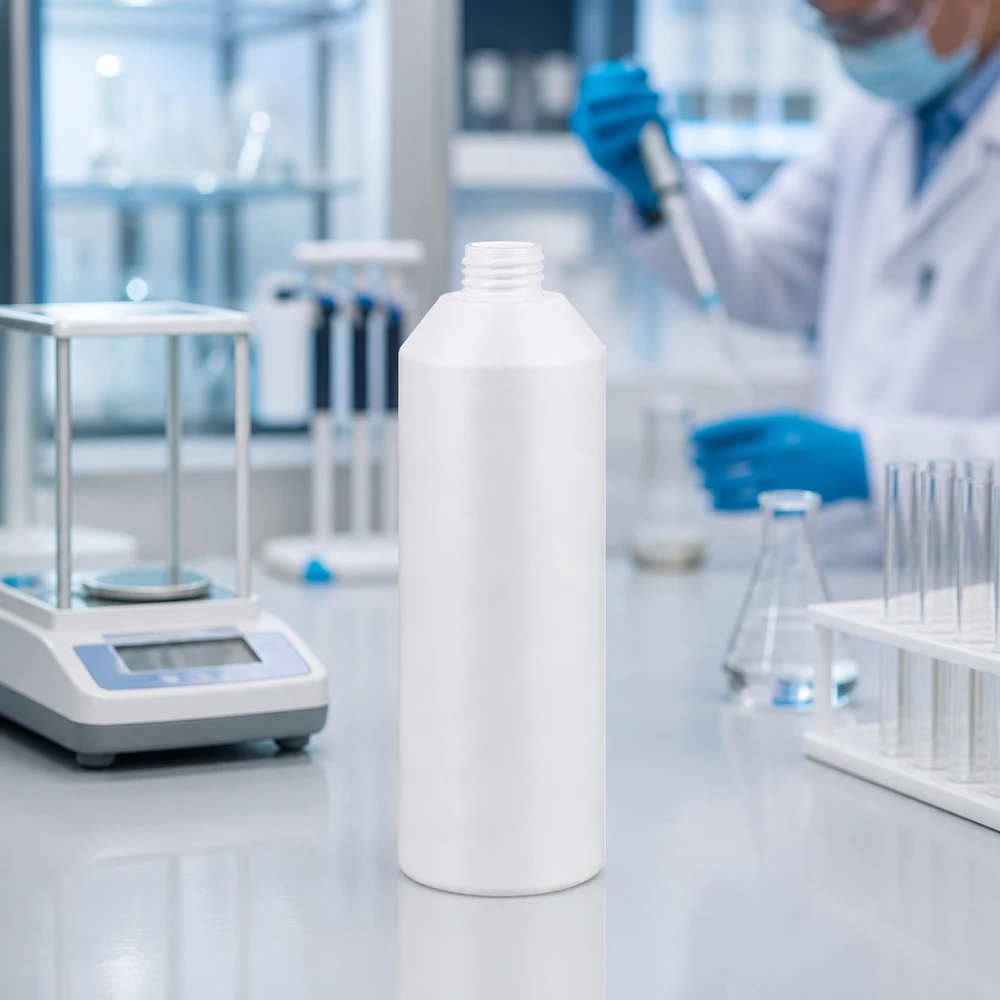 Apotheekfles van HDPE, 250 ml, wit, met rechte hals, voor het veilig bewaren van vloeistoffen