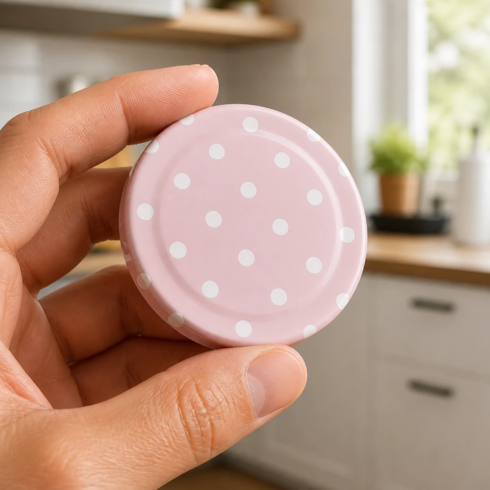 TO58 BasicSeal metalen deksel met roze stippenpatroon, mat, voor inmaakpotten van 58 mm