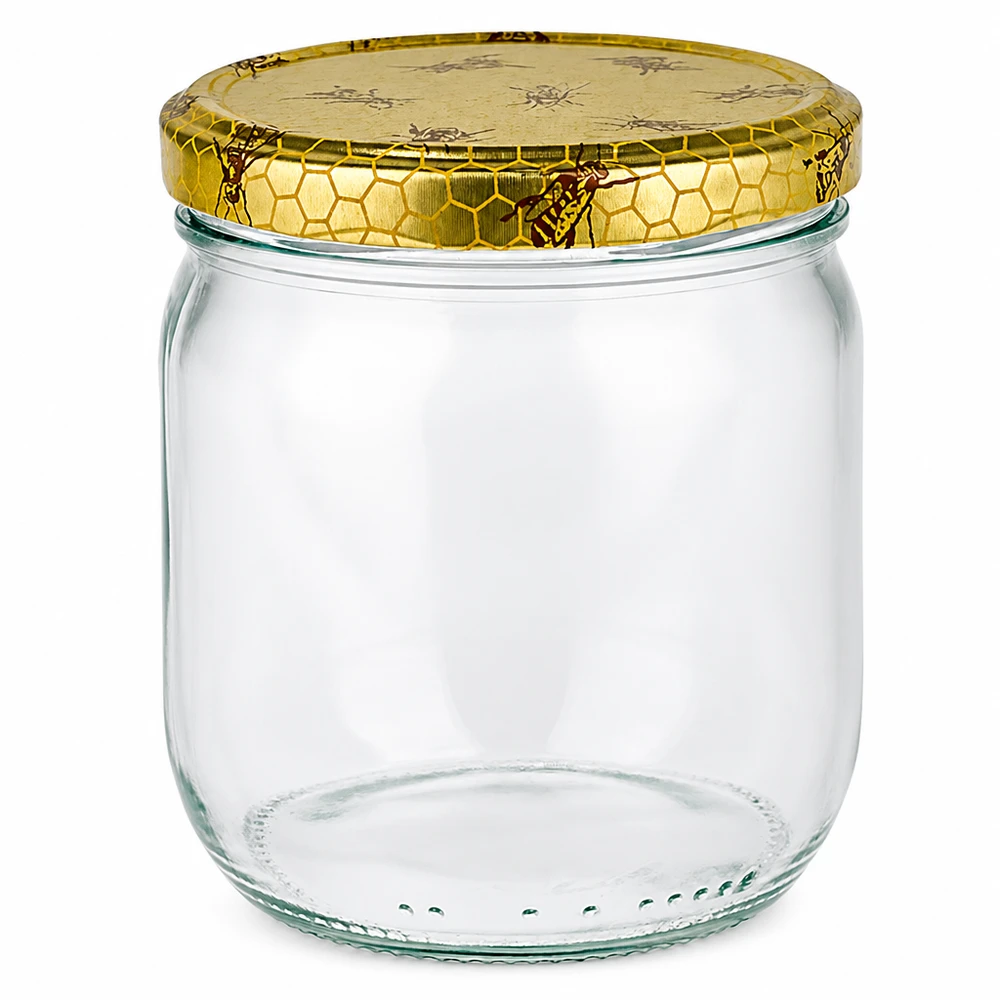 Lege 500g honingpot met gouden honingraat schroefdeksel voor bijenteelt en het bottelen van honing