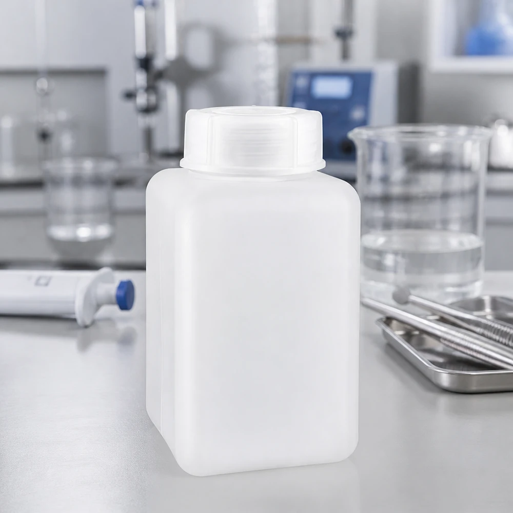 Voedselveilige PE-HD-fles voor chemicaliën met brede hals, 1000 ml, naturel, doorschijnend