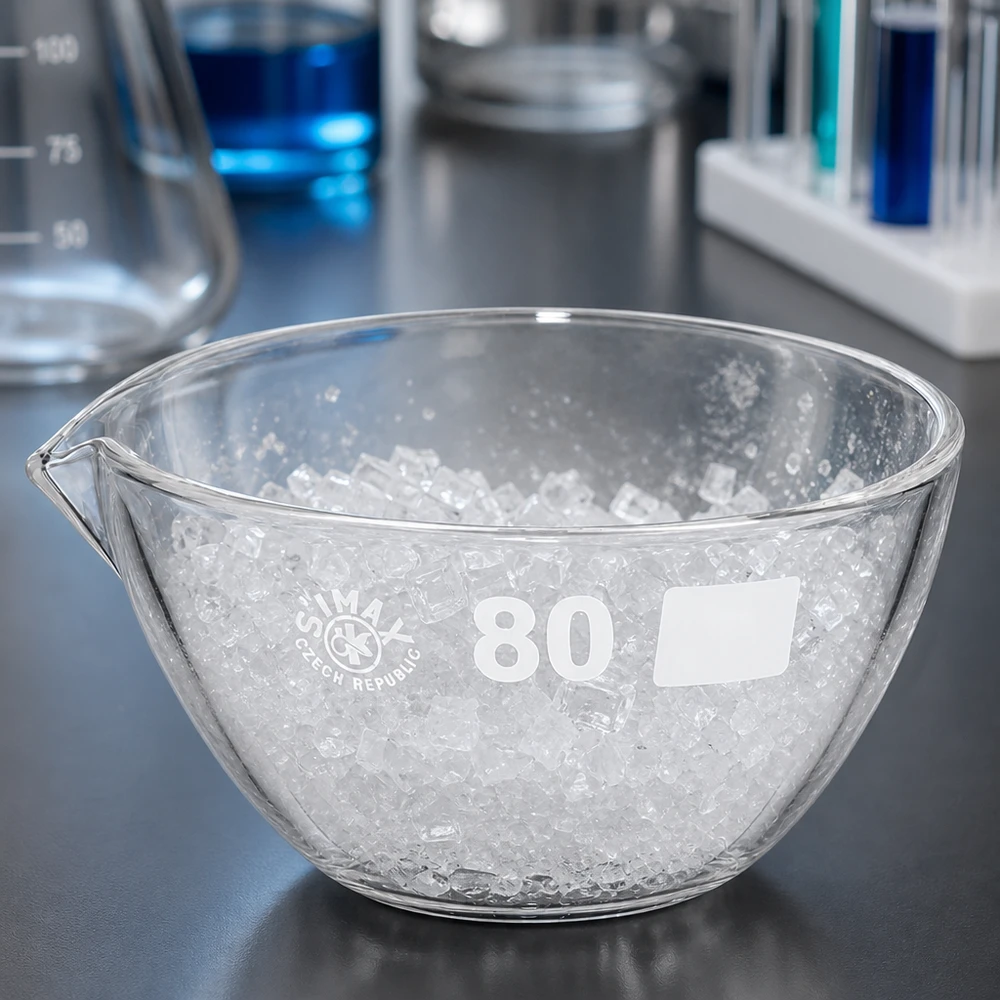Precisiedampbak 90ml borosilicaatglas ø80mm met schenktuit voor kwantitatieve analyse