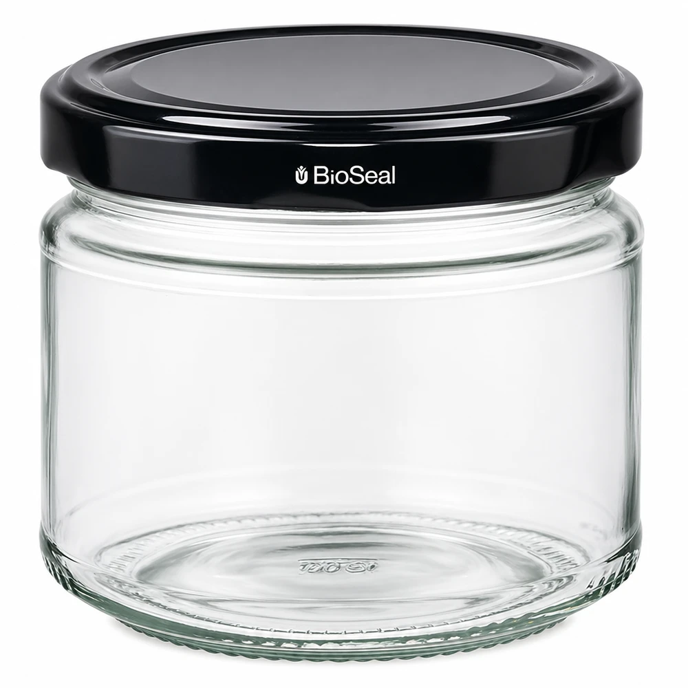 330ml rond glas met BioSeal deksel zwart UNiTWIST UniTWIST Runda330 inmaakpot met zwart TO82 BioSeal deksel Glazen potten opslag keuken