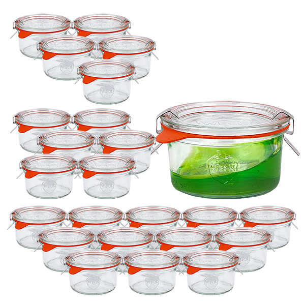Set van 24 Weckpotten 165 ml bekers met 24 glazen deksels Set van 24 Weckpotten 165 ml bekers met 24 glazen deksels