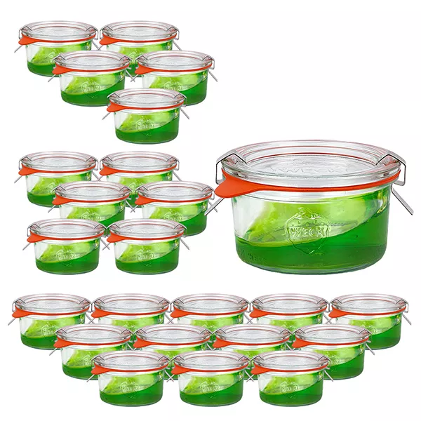 Set van 24 Weckpotten 165 ml bekers met 24 glazen deksels Set van 24 Weckpotten 165 ml bekers met 24 glazen deksels
