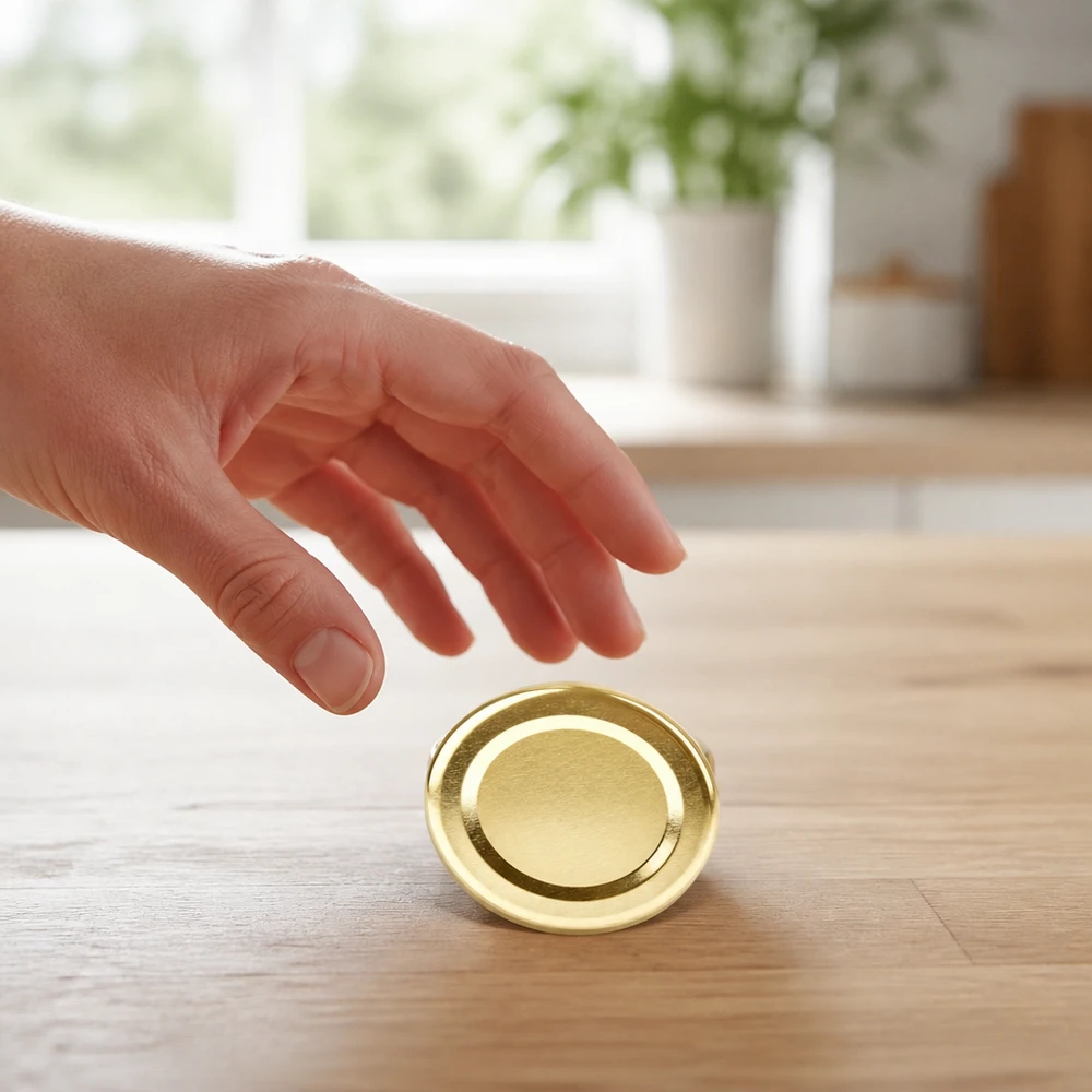 Kleine gouden schroefdeksel 48 mm TO48 UniTwist BasicSeal voor jam en confituur