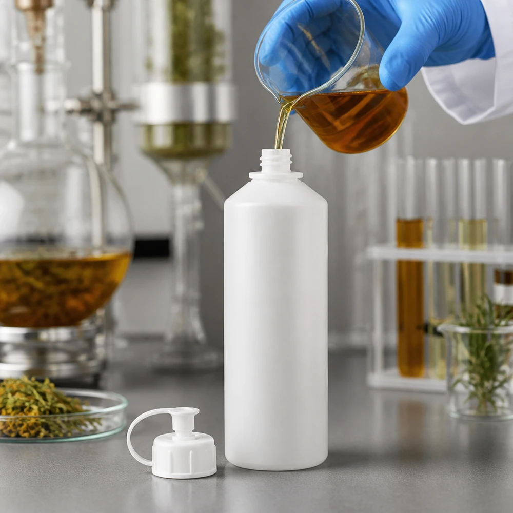 PET cilinderfles 100ml wit met sproeisluiting wit HDPE-flesje van 100 ml voor kruidenoliën en natuurlijke extracten, met aparte witte spuitdop