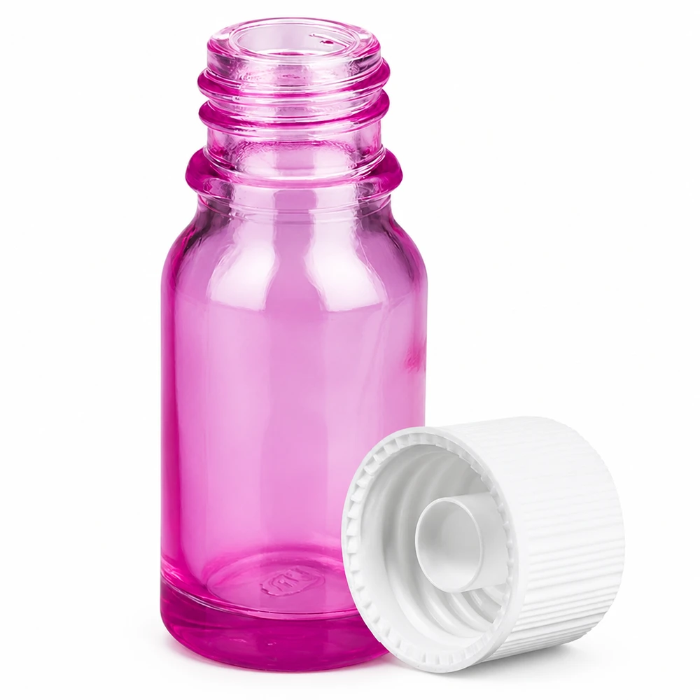 Handig 10ml flesje in trendy violet met praktische witte schroefdop