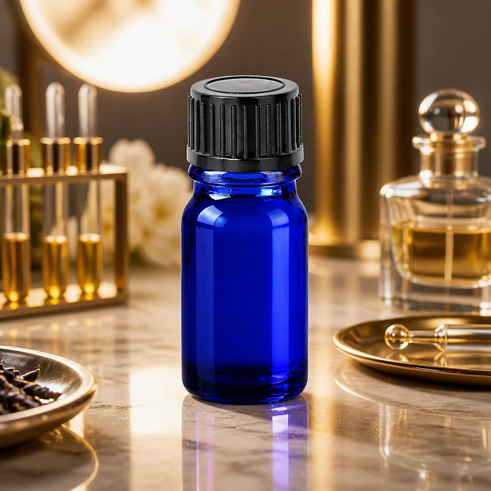 Handig 5 ml BlueLine glazen flesje met ergonomisch ontwerp voor eenvoudig gebruik