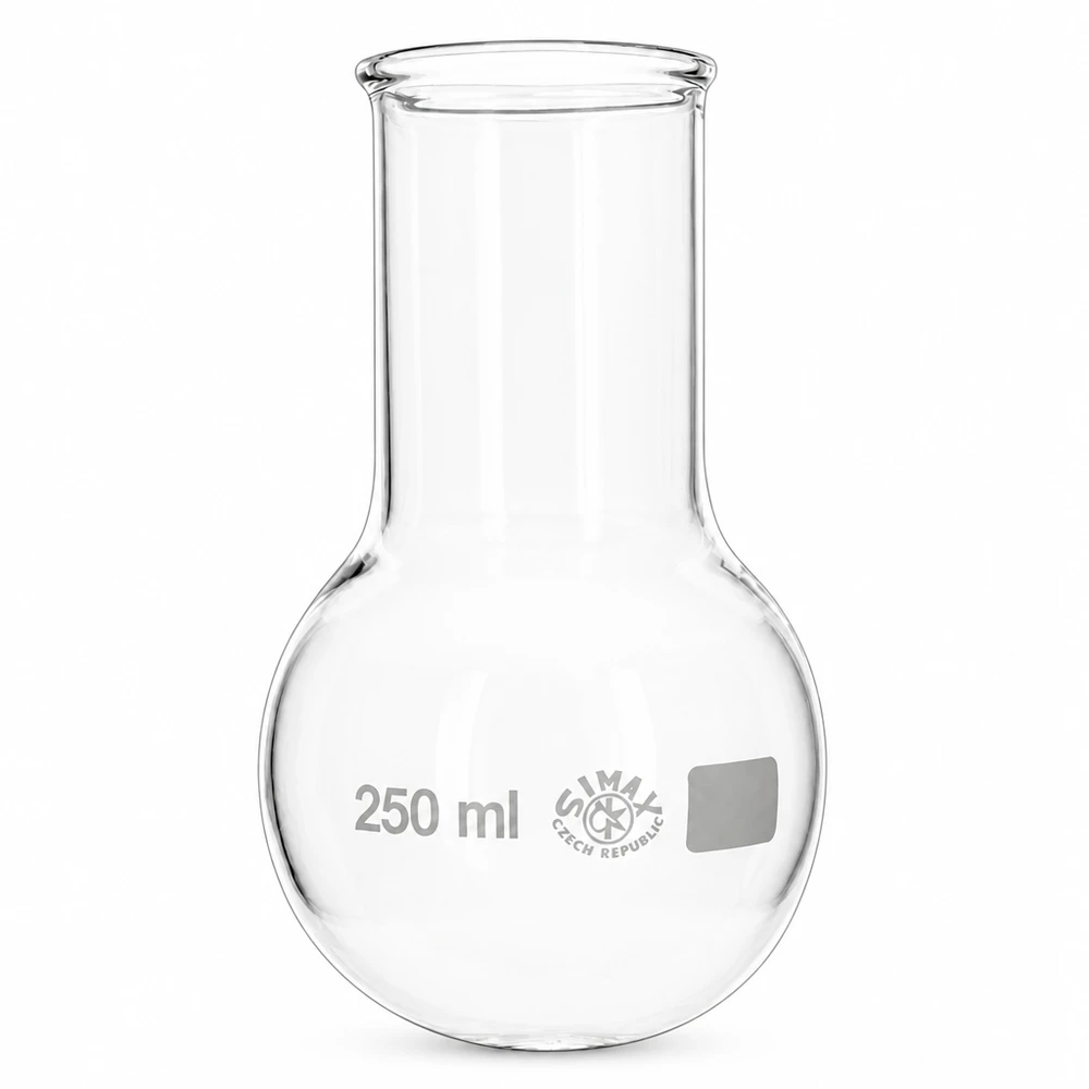 Rondbodemkolf, brede hals 250ml perfect voor studie, opleiding en professionele laboratoriumtoepassingen