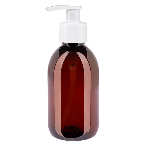 250 ml PET medicijnfles met wit dispenserpomp, standaard 250 ml PET medicijnfles met wit dispenserpomp, standaard