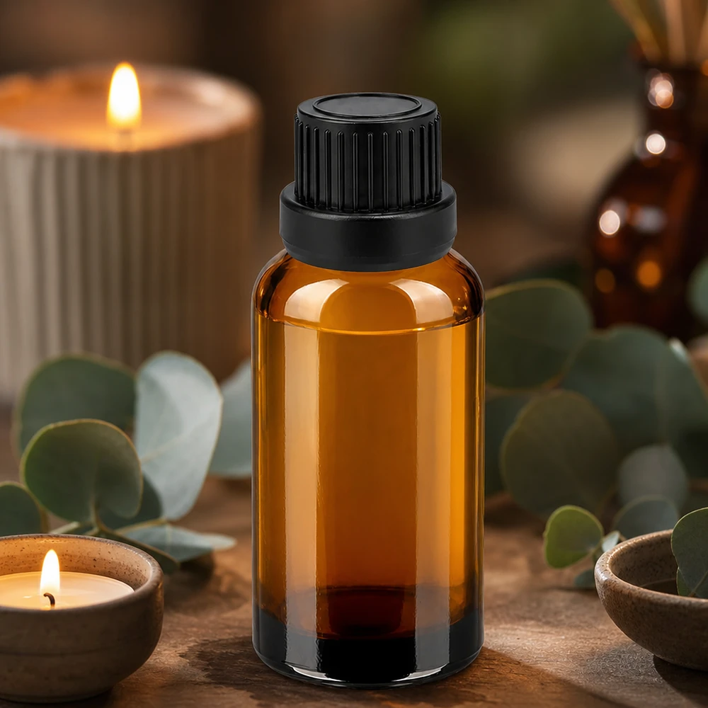 30ml druppelfles 2mm zwart OV BrownLine UT18/30 Compact bruin glazen flesje 30ml met kindveilige dop voor natuurlijke cosmetica