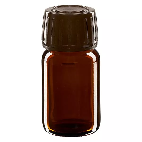 30ml Euro-medicijnfles bruin met bruine schroefsluiting VR