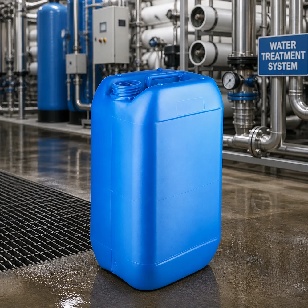 Canister 15 liter blauw zonder sluiting Blauwe jerrycan van 15 liter zonder dop, met brede opening voor eenvoudig vullen