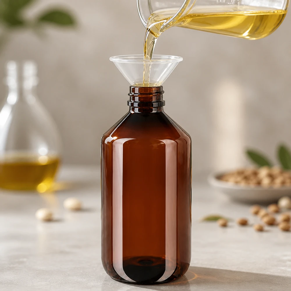 PET fles 500ml met bruine dop standaard Schlanke PET Flasche 500ml mit braunem Verschluss zum sicheren Lagern von Ölen