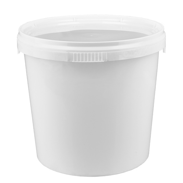 1 liter emmer van wit PP plastic met deksel 1 liter emmer van wit PP plastic met deksel