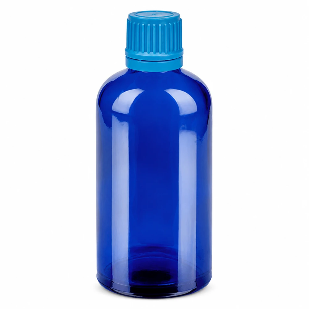 Hoogwaardige blauwe glazen fles 100ml met druppeldop voor nauwkeurige dosering