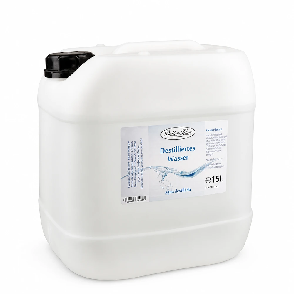 15 liter gedestilleerd water - Aqua dest in blanke premium jerrycan van Doktor Klaus